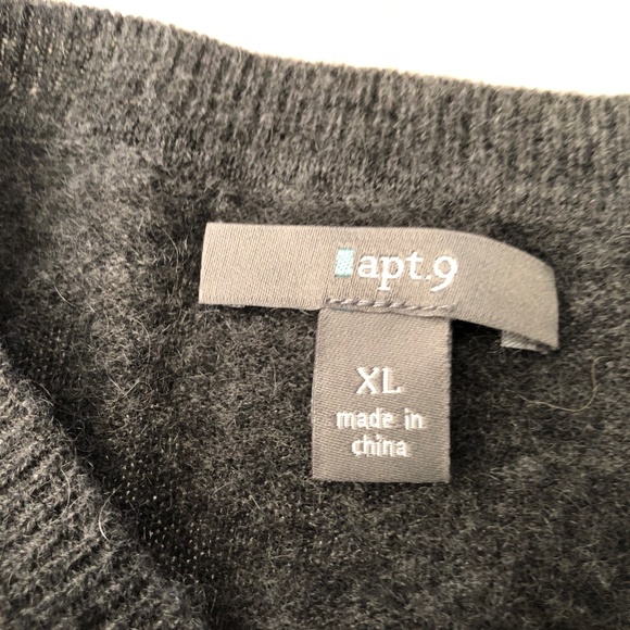 Mens Cashmere Argyle Sweater Gray Green  XL Apt 9 - Picture 8 of 9